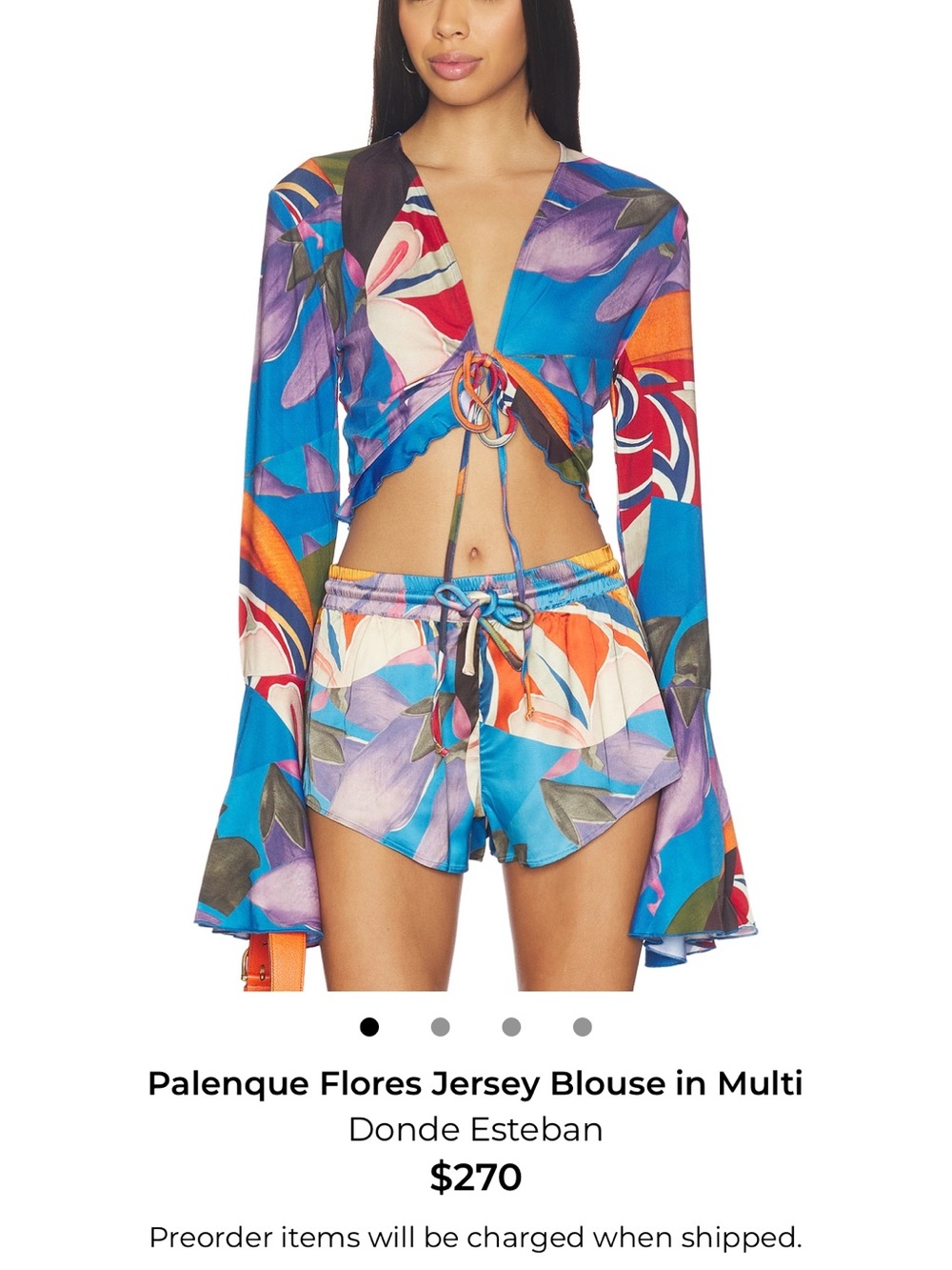 Multi Floral Athletic Drawstring Shorts & Top